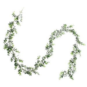 Northlight 6' x 5.5" Unlit Glittered Leaf Artificial Christmas Garland - Green/Silver - 1 of 4