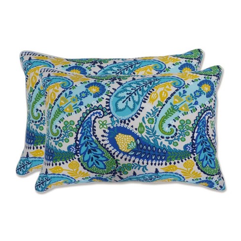 16.5 x24.5 Amalia 2pc Outdoor indoor Rectangular Throw Pillows Paisley Blue Pillow Perfect Target
