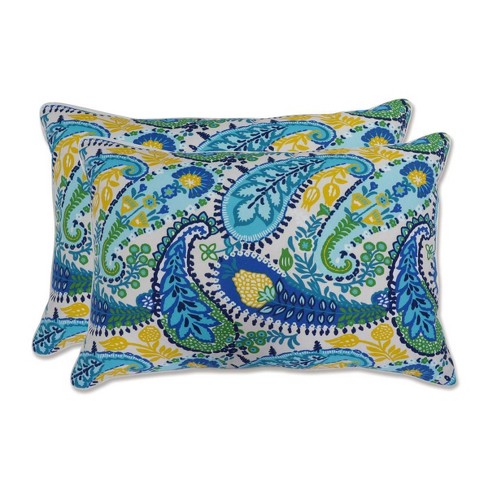 16.5 x24.5 Amalia 2pc Outdoor indoor Rectangular Throw Pillows Paisley Blue Pillow Perfect Target