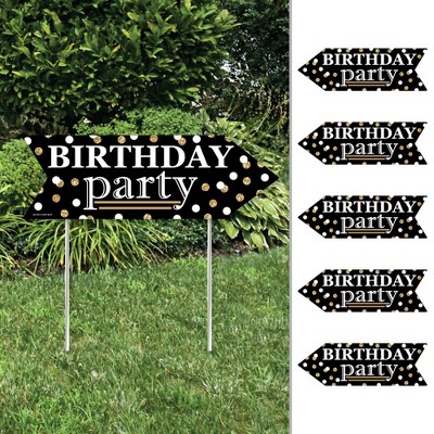Big Dot of Happiness Adult Happy Birthday - Gold - Arrow Birthday Party Direction Signs - Double Sided Outdoor Yard Signs - Set of 6