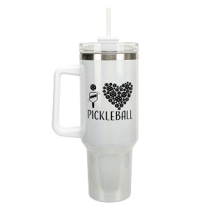 Elanze Designs I Love Pickleball Heart Sports 40 oz. Stainless Steel, Large Water Bottle Coffee Mug, Spill & Leak Resistant, Thermal Travel Tumbler - 1 of 1