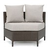 Modern Outdoor Single PE Rattan Single Sofa Chairs Set of 2,Curved Armless Patio Garden Couch Chair,Fabric Upholstered Single Chair-Coolbibila - 4 of 4
