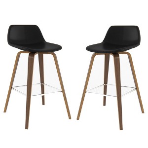 Sapphtopaz Modern Bar Stool Upholstered Dining Chairs with Curved Seat and Backrest Counter Height Barstools Set of 2 for Kitchen Island - 1 of 4