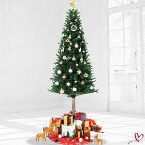 6FT/7.5FT/9FT/12FT Christmas Artificial Pencil Tree with Dual-Color LED Light - 1 of 4