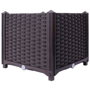 Gulches 35 Qt Medium Brown Indoor Polypropylene Self-Watering Deep Square Planter with Outdoor Use (15 in L x 15 in W x 14 in H) 1-Pack - 1 of 4