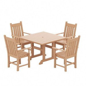 WestinTrends 5 Piece Outdoor Patio Dining Set Outdoor Square Table and Armchair Set - 1 of 2