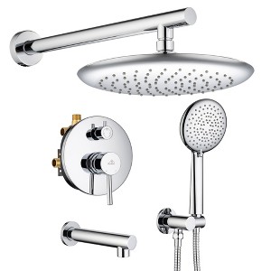 CASAINC 5-Spray Patterns 9.5 in. Tub Wall Mount Dual Shower Heads in Spot Resist - 1 of 4