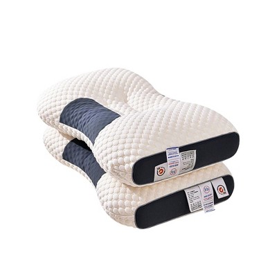 PDTEND 3D Knitted Cotton Cervical Pillow Set of 2 with Slow-Rebound Memory Foam, Breathable Washable Cover