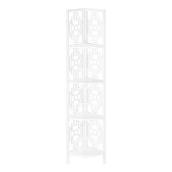 61.5" 4 Shelf Mix Material Keyhole Design Corner Etagere Bookcase - EveryRoom