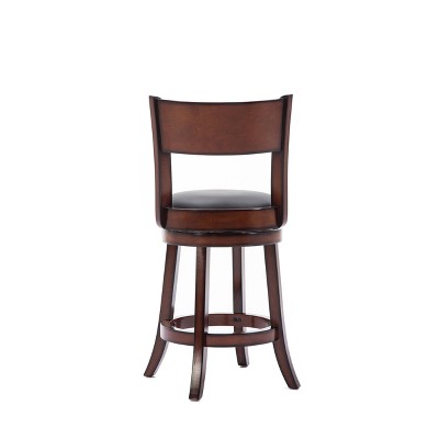 Palmetto 24" Brandy Black Leather Swivel Counter Stool