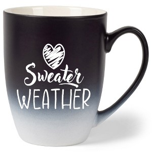 Elanze Designs Sweater Weather Two Toned Ombre Matte Black and White 12 ounce Ceramic Stoneware Coffee Cup Mug - 1 of 4