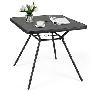 Tangkula 32" Patio Dining Table w/ 1.6" Umbrella Hole & Lid DPC Tabletop for Backyard - 1 of 4