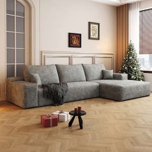 Whisen Convertible Sleeper Sofa Bed, Plush Corduroy Fabric, Back Support with Pillow - 1 of 4