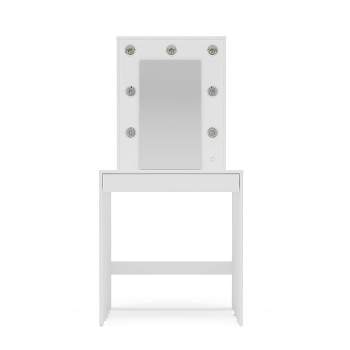 Emma Vanity Table with Lighted Mirror White - Polifurniture