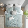Gulches 3 Piece Cotton Jacquard Comforter Set, Aqua Full/Queen - Polished Duvet-Like Bedding to Elevate Cozy, Fresh Bedroom Vibes - 2 of 4