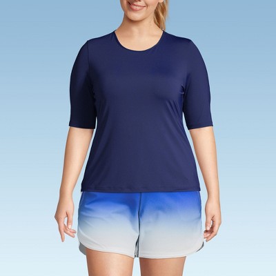 Lands' End Women's Elbow Sleeve Relaxed UPF 50 Rash Guard