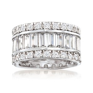 Ross-Simons 6.95 ct. t.w. Baguette and Round CZ Eternity Band in Sterling Silver - 1 of 4