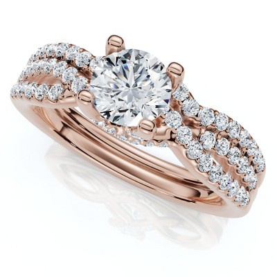 Pompeii3 1Ct TW Infinity Engagement Wedding Ring Set 14k Gold Lab Created