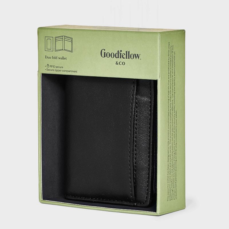 Men&#39;s RFID Magnetic Duo Fold with Zip Wallet - Goodfellow &#38; Co&#8482; Black, 3 of 8