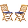 Tangkula Patio Folding Chair Set of 4 Portable Acacia Wood Dining Chairs with High Back & Seat Cushions Beige/Navy/Red - 2 of 4