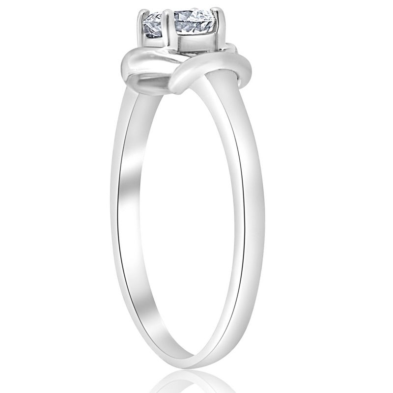 Pompeii3 1/2ct Everlong Round Diamond Solitaire Knot Ring 14K White Gold, 2 of 6