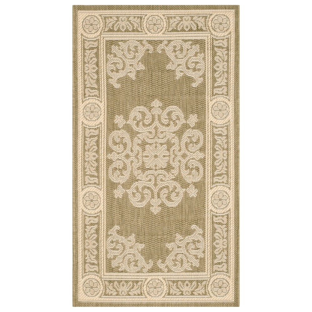  Rectangle Patio Rug Olive/Natural