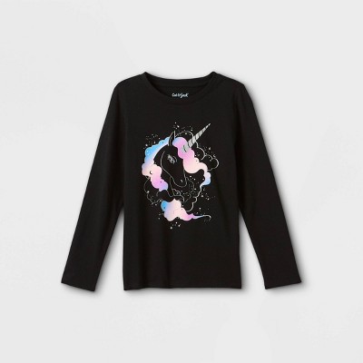 Girls' 'Celestial Unicorn' Long Sleeve Graphic T-Shirt - Cat & Jack™ Black