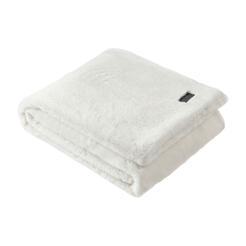 Kenneth Cole Reaction Faux Fur Throw Blanket Faux Fur (Solid -White)-50" X 60", 1 of 11