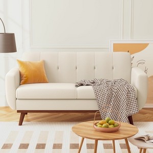 Dyonery 66 in Mid Century Modern Loveseat Sofas and Comfy Linen Couches for Living Room,Small Comfy Couch for Bedroom/Office/Small Space,Easy Assembly - 1 of 4
