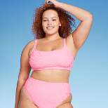 Women's Wavy Terry Textured Bralette Bikini Top - Wild Fable™ Light Pink