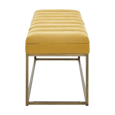 Darius 48'' Montello Yellow Polyester Bench with Brushed Gold Steel Base