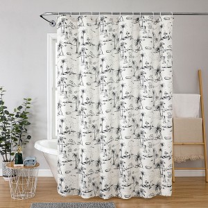 Kate Aurora Maui Tropical Living Sailboats Woven Jacquard Fabric Shower Curtain - 72 in. Wide x 72 in. Long - 1 of 3