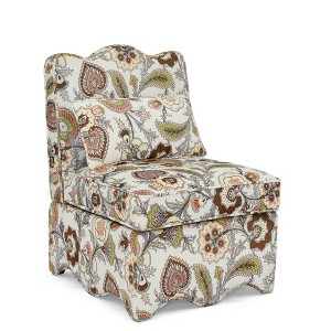 Gulches Brown Floral Flannel Armless Single Dining Chair with Soft Seat Cushion & Matching Lumbar Pillow, Space-Saving Chair - 1 of 4