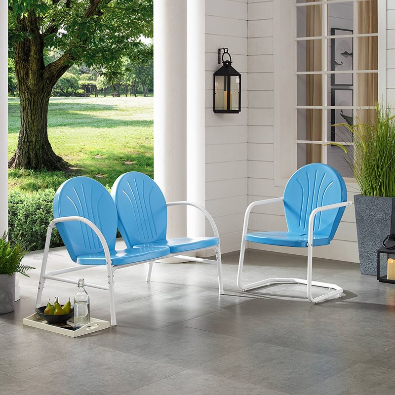 Griffith 2pc Outdoor Seating Set - Blue - Crosley, 3 of 10