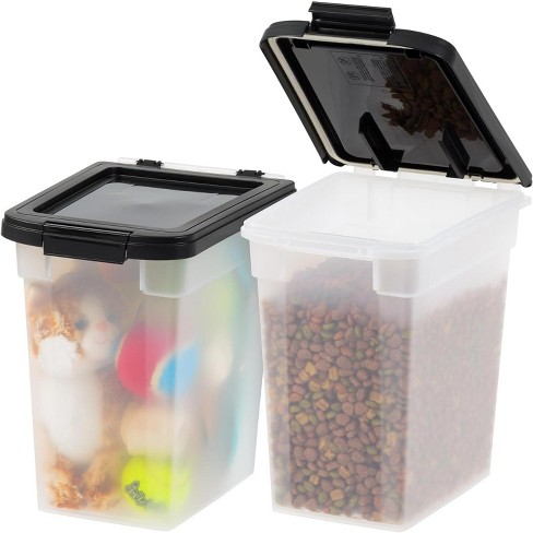 IRIS USA 10 Lbs / 12.75 Qt Airtight Dog Food Storage Container, Clear/Black - image 1 of 4