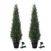 DR.Planzen Artificial Cedar Tree Artificial Cedar Topiary Trees with a pretty light strip  perfect for Christmas Home Decor set of 2 pack. - 2 of 4