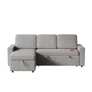 TiramisuBest 85.8" Pull Out Sleeper Sofa L-Shaped Couch Convertible Sofa Bed with Storage Chaise And Storage Racks, Modular Sectional Sofa w - 1 of 4