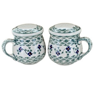 Blue Rose Polish Pottery S138 Manufaktura Salt & Pepper Shakers with Handles - 1 of 1