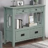 36 Inch Farmhouse Console Table, Country Entry Table with 4 Drawers and 1 Storage Shelf, Pine Wood Sofa Table for Entryway Living Room Bedroom Hallway - 2 of 4