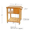 Home Aesthetics Rolling Bamboo Kitchen Island Cart Food Prep Trolley, with Towel Rack Drawers - 4 of 4