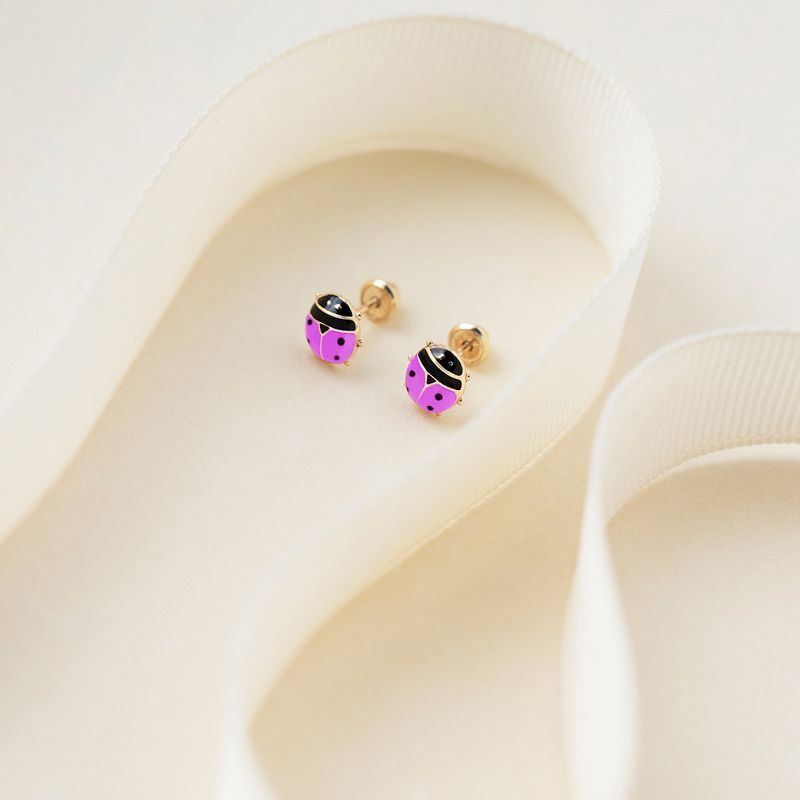 Girls' Garden Ladybug Screw Back 14k Gold Earrings - In Season Jewelry, 5 of 7