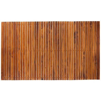 Nordic Teak 59" x 35" Oiled Shower and Bath Mat with Rubber Footing