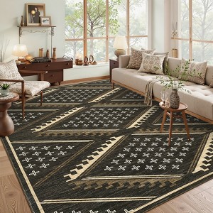 Nasitip Bohemia Geometric Patterns Area Rug,Machine Washable & Non-Slip, Soft Low Pile for Easy-Living Rooms - 1 of 4