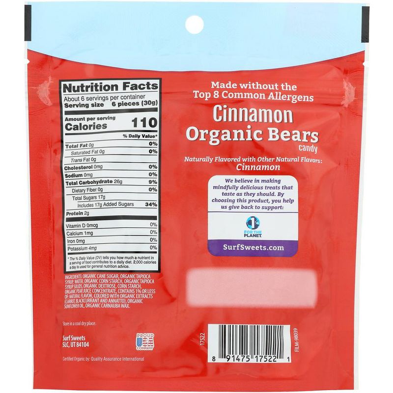Surf Sweets Cinnamon Organic Candy Bears - Case of 8/6 oz, 3 of 8