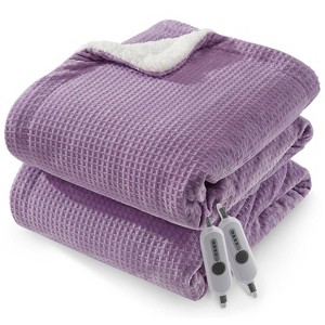 GustoWave Electric Waffle Fast Heating Flannel Blanket, Purple for Best Gift - 1 of 4