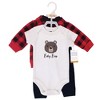 Hudson Baby Infant Boy Premium Quilted Hoodie, Bodysuit and Pant, Baby Bear - image 2 of 2