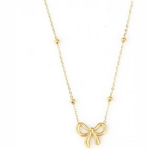 Summit Adventure Bow Necklace for Women Bowknot Choker Necklace 14K Gold Plated Ribbon Choker Necklaces Fashion Jewelry Gifts - 1 of 4