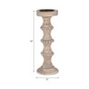 Wood Pillar Candle Holder with Decorative Beads, Antique Finish Candlestick for Home or Wedding Decor, Ivory/Beige - 4 of 4