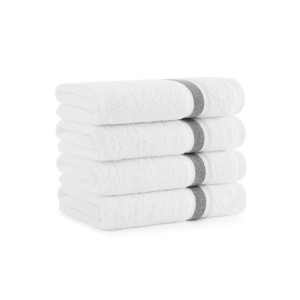Aston & Arden Aegean Eco-Friendly Hand Towels (4 Pack), 18x30 in., Recycled Cotton, Solid and Striped Color Options - 1 of 4