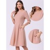INSPIRE CHIC Women's Boat Neck Half Sleeves Midi Flared Office Dresses - 2 of 4